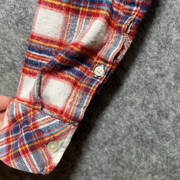 GAP Womens Flannel Shirt Size XXL Long Sleeve Plaid Button Down Red Blue White - Picture 6 of 8